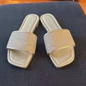 Stuart Weitzman Shimmering Gold Slide Sandals w/Dust Bag